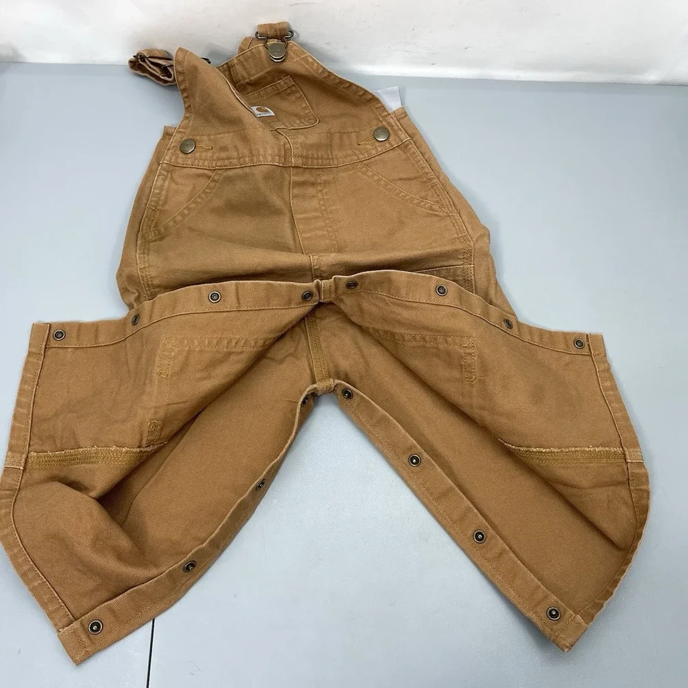 Carhartt Infant Canvas Bib Overalls Duck Canvas Double Knee Farmer Brown Kid 18M